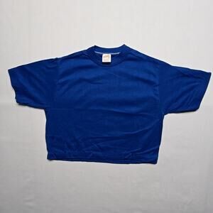 Vintage Crop Top Shirt Sportswear Blue Blank XS Tee 80s